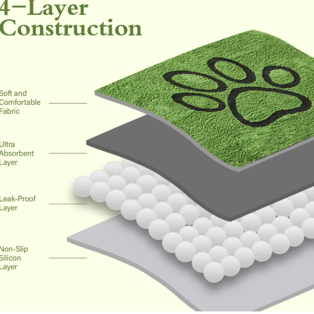 Green Washable Dog Pee Pads - 30x34 PACK OF 4